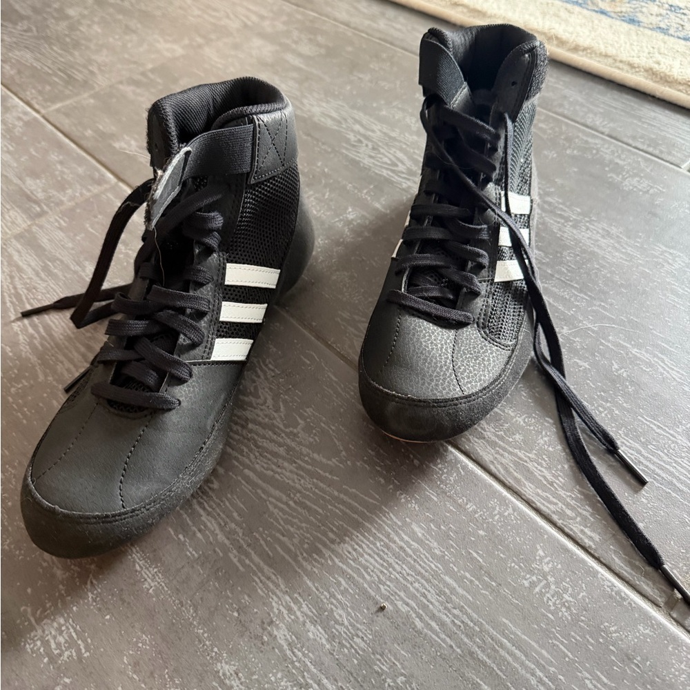 Adidas Men's Black and White High-Top Sneakers